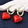 Brass Enamel Dangle Stud Earrings for Women EJEW-G430-03G-1