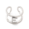 Clear Cubic Zirconia Initial Letter Open Cuff Ring RJEW-A012-01P-E-1