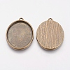 Tibetan Style Alloy Oval Tray Pendant Cabochon Settings TIBEP-A19948-AB-FF-2