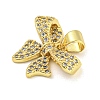 Bowknot Rack Plating Brass Clear Cubic Zirconia Pendants KK-Z053-14G-03-2