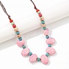 Ethnic Style Oval Porcelain Beaded Bib Necklaces with Imitation Leather Cord FS-WGD6870-01-3