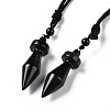Gemstone Bullet Pendant Necklace with Nylon Cord for Women G-A210-03-2