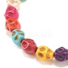 Synthetic Turquoise(Dyed) Skull Stretch Bracelet BJEW-JB08071-01-5