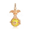 Golden Plated Brass Hollow Round Cage Pendants KK-J251-04G-1