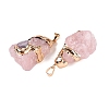 Raw Rough Natural Rose Quartz Pendants G-T138-175D-2