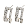 Brass with Clear Cubic Zirconia Stud Earrings EJEW-B035-17P-1