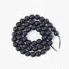Faceted Round Natural Black Stone Beads Strands G-E302-066-6mm-3