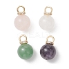 4Pcs 4 Styles Natural Amethyst & Green Aventurine & Rose Quartz & White Jade Pendants PALLOY-JF04936-1