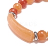 Natural Red Aventurine Beaded Stretch Bracelet BJEW-JB08879-06-4