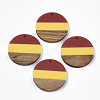 Tri-color Resin & Walnut Wood Pendants RESI-S358-78M-1