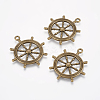 Tibetan Style Rudder Helm Alloy Pendants TIBEB-A101628-AB-FF-1