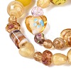 Handmade Foil Glass with Gold Sand Lampwork Beads Strands FOIL-Q002-08G-3