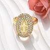 Brass Micro Pave Clear Cubic Zirconia Cuff Rings for Women RJEW-C126-16G-2