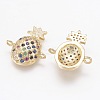 Brass Micro Pave Cubic Zirconia Links ZIRC-G111-07G-2