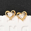 Brass Micro Pave Clear Cubic Zirconia Heart Stud Earrings EJEW-C158-07G-1