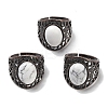 Natural Howlite Oval Adjustable Rings RJEW-K271-06R-25-1