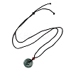 Natural Jadeite Donut/Pi Disc Pendant Necklaces NJEW-F321-03-3