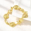 Summer Beach Brass Micro Pave Clear Cubic Zirconia Starfish & Shell Shape Link Chain Bracelets BJEW-C118-02A-G-4