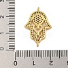 Rack Plating Brass Micro Pave Cubic Zirconia Religion Hamsa Hand Connector Charms KK-C074-55G-4