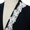 2Yards Polyester Flower Embroidery Lace Trim with Glass Beads OCOR-AR0001-98-4