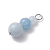 Natural Aquamarine Round Beaded Pendants PALLOY-JF02867-13-3