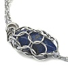 Natural Lapis Lazuli Bullet Link Slider Bracelets BJEW-JB09901-03-2
