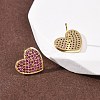 Heart Brass Micro Pave Cubic Zirconia Stud Earrings EJEW-H178-01G-01-3