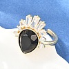 Brass with Natural Obsidian Finger Rings GG-CBACC2B-07G-09-3