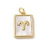 Brass Pave Natural White Shell Pendants KK-S522-09G-J-1