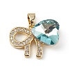 Real 18K Gold Plated Rack Plating Brass Micro Pave Clear Cubic Zirconia Pendants KK-C015-26G-17-1