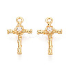 Brass Pave Clear Cubic Zirconia Pendants KK-T074-105G-1