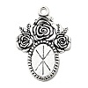 Tibetan Style Alloy Pendant Cabochon Settings X-TIBEP-5199-AS-LF-1