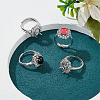  4Pcs Adjustable Brass Micro Pave Clear Cubic Zirconia Finger Ring Components ZIRC-NB0002-06P-4