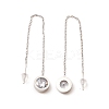 Crystal Rhinestone Flat Round Long Dangle Stud Earrings EJEW-A067-06P-2