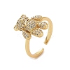 Cubic Zirconia Bear Open Cuff Ring RJEW-P083-01G-02-1