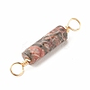 Natural Leopard Skin Jasper Connector Charms PALLOY-JF01454-04-5