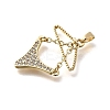 Brass Micro Pave Cubic Zirconia Charms KK-P336-03A-G-2