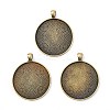 Tibetan Style Flat Round Alloy Big Pendant Cabochon Settings TIBEP-Q049-09AB-NR-1