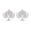 304 Stainless Steel Hollow Tree of Life with Angel Wings Pendants STAS-T067-39P-1
