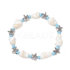 Ocean Theme Natural Shell & Alloy Beaded Stretch Bracelets for Men Women BJEW-JB12387-03-2