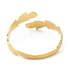 Ion Plating(IP) 304 Stainless Steel Feather Cuff Bangles BJEW-L682-025G-2
