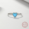 Light Sky Blue Synthetic Opal Heart Finger Ring FM4105-2-3