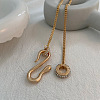 Crystal Rhinestone Snake Pendant Necklace with Alloy Curb Chains for Women NJEW-I118-02KCG-5