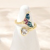 Brass Pave Clear Cubic Zirconia Cuff Rings RJEW-V013-01G-1