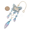 Natural Aquamarine and Resin Pendant Decorations HJEW-TA00134-01-3