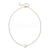 Natural Keshi Pearl Heart Pendant Brass Cable Chain Necklaces for Women NJEW-JN05825-3