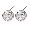 Brass Micro Pave Clear Cubic Zirconia Stud Earrings EJEW-C174-02H-P-4