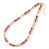 Elegant Imitation Pearl & Rondelle Natural Mixed Stone Beaded Necklaces FG9664-2-1