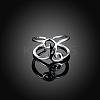 Adjustable Trendy Platinum Plated Brass Cuff Wide Band Finger Rings RJEW-BB15284-P-2