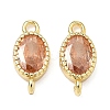 Brass Pave Cubic Zirconia Oval Connector Charms KK-P348-07G-04-1